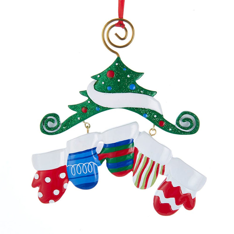 Dangling Mittens Family Ornament- Family of 5 - The Country Christmas Loft