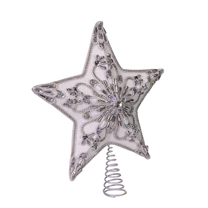 White and Silver Star Treetop - 13 Inch - The Country Christmas Loft