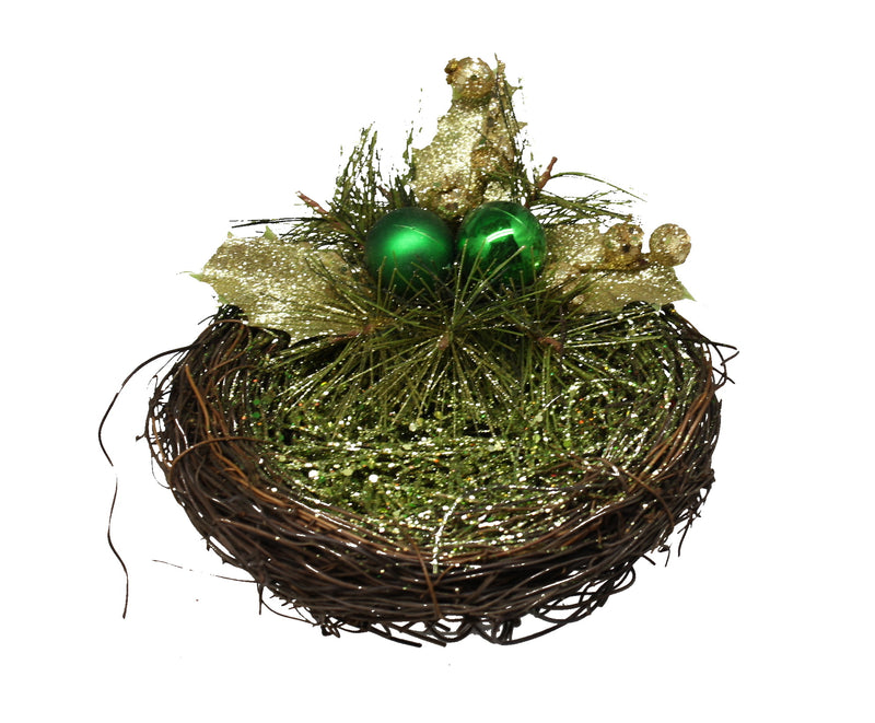 Glitter Holly Bird Nest - - The Country Christmas Loft