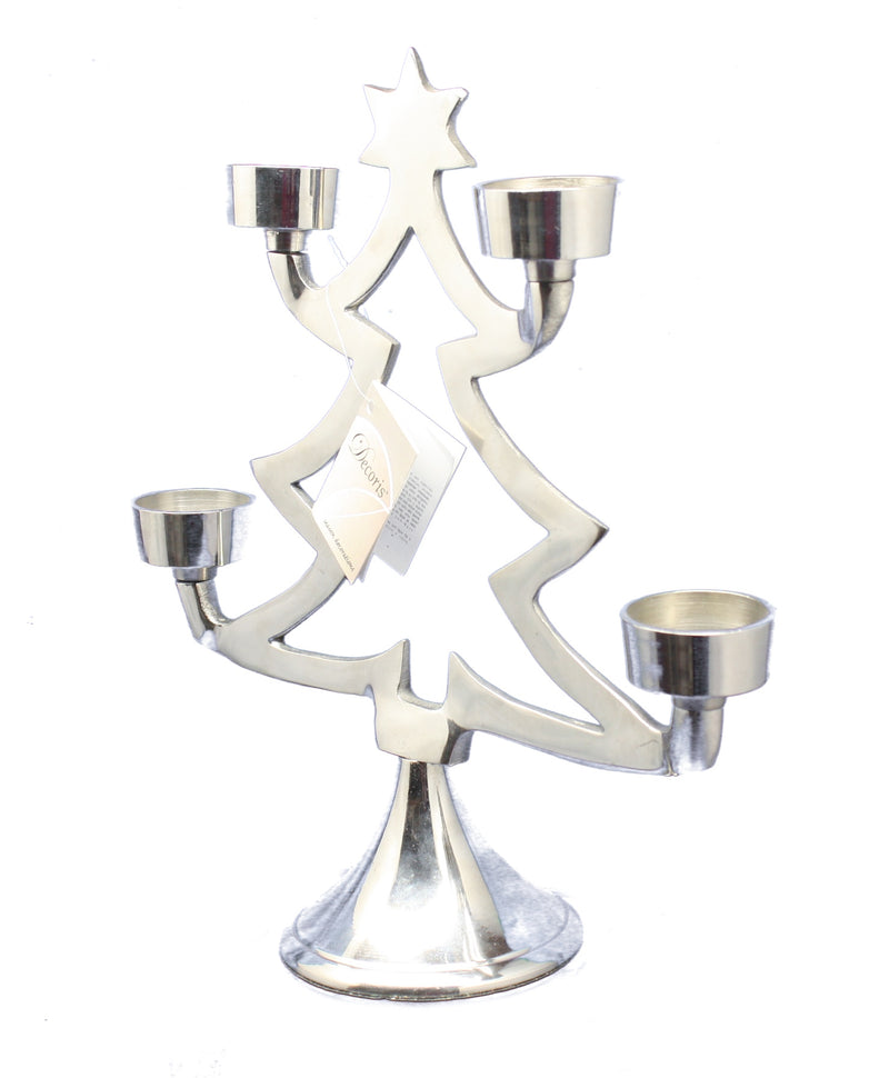 Silver Tree Tealite Holder - The Country Christmas Loft
