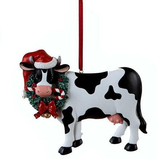 Resin Christmas Cow Ornament - - The Country Christmas Loft