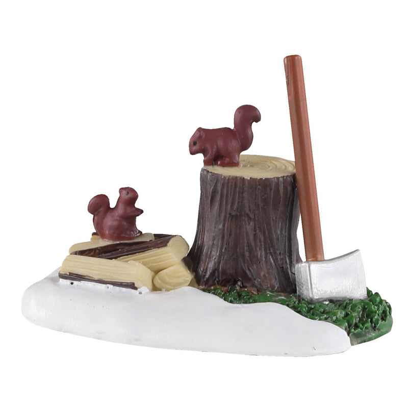 Axe, Tree stump and Squirrels (oh my) - The Country Christmas Loft