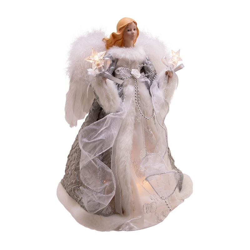 Silver and Grey Angel with Stars Treetop - The Country Christmas Loft