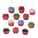 Flower Cupcake Ornaments - Light Blue with Skinny Sprinkles - The Country Christmas Loft