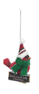 Cozy Bird Ornament - Have a holly jolly Christmas - The Country Christmas Loft