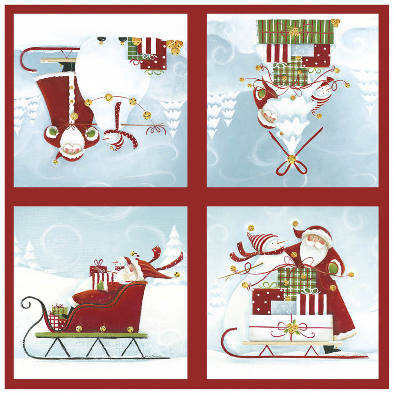 Sleigh Bells Paper Cocktail Napkin - The Country Christmas Loft