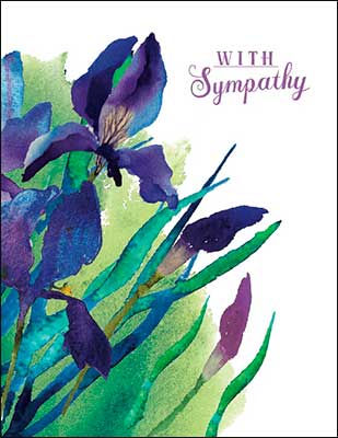 Notion Card - Sympathy Card: Watercolor purple iris flowers - The Country Christmas Loft
