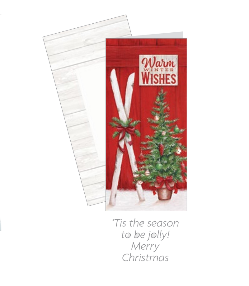 Tall Traditions 16 Count Cards -  Present Skis - The Country Christmas Loft