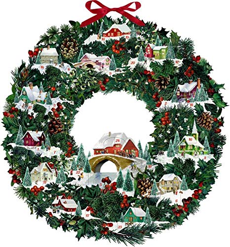 Christmas Wreath with Festive Houses - The Country Christmas Loft