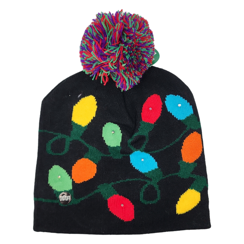 Battery-Operated LED Light-Up Knit Hat - Christmas Lights