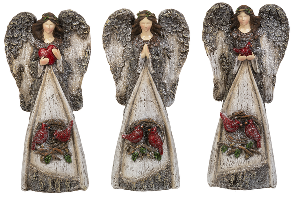 Angel Figurines with Cardinal - - The Country Christmas Loft