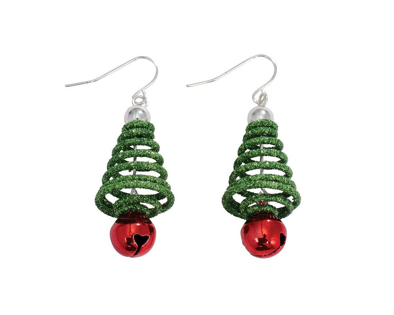 Green Tree Red Jingle - Earrings