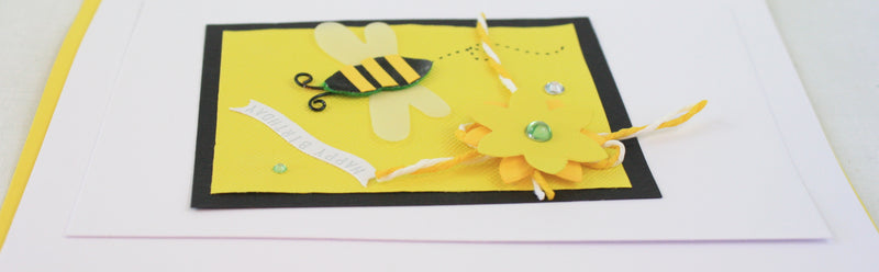 Handmade Embellished Birthday Card - Bumble Bee