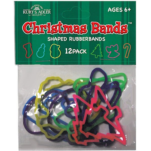 Christmas Bands Shaped Rubber Bands, 12-Piece Set - The Country Christmas Loft