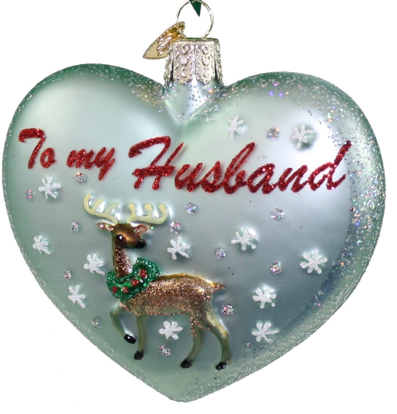 Old World Christmas Spouse Heart Glass Blown Ornament - Wife - The Country Christmas Loft