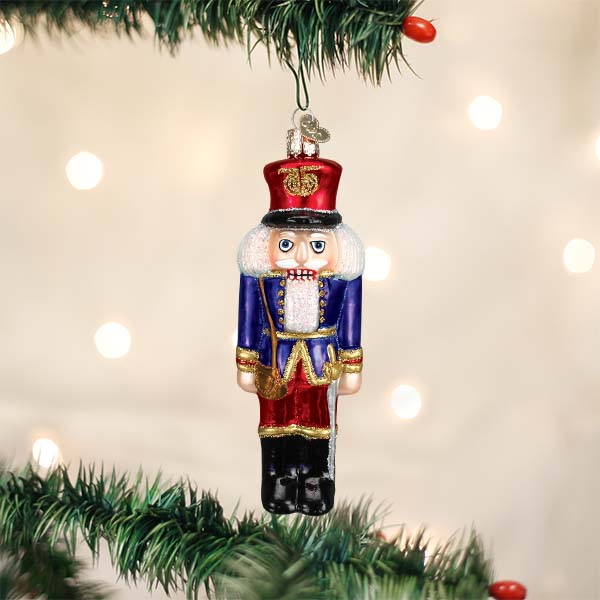 Blue Coat Soldier Nutcracker Glass Ornament - The Country Christmas Loft