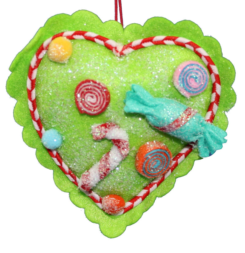 4 In. Fleece Candy Heart Ornament - Blue - The Country Christmas Loft