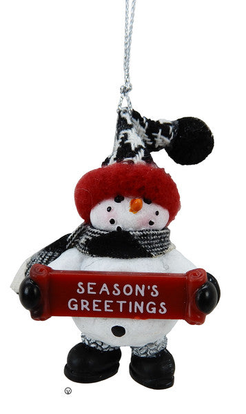 Cozy Snowman Ornament - Season's Greetings - The Country Christmas Loft