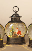 11" Lighted Glitter Water Lantern - Santa - The Country Christmas Loft