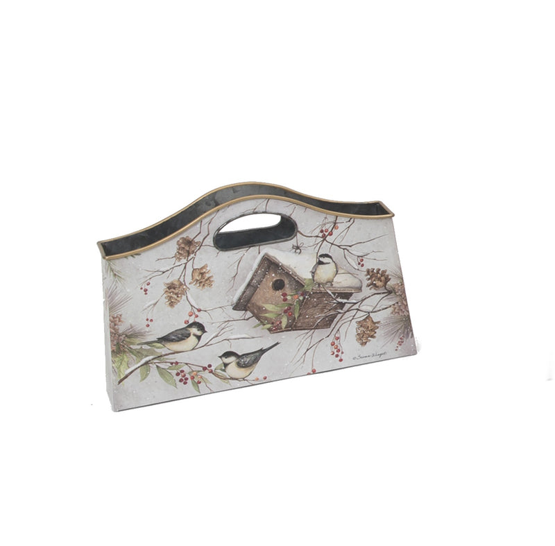 Metal Holiday Chickadee Decorative Tote - Small Size