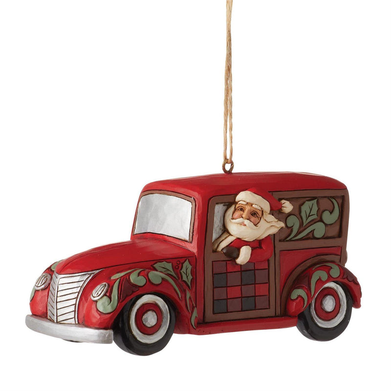 Highland Santa in Woody Wagon Ornament