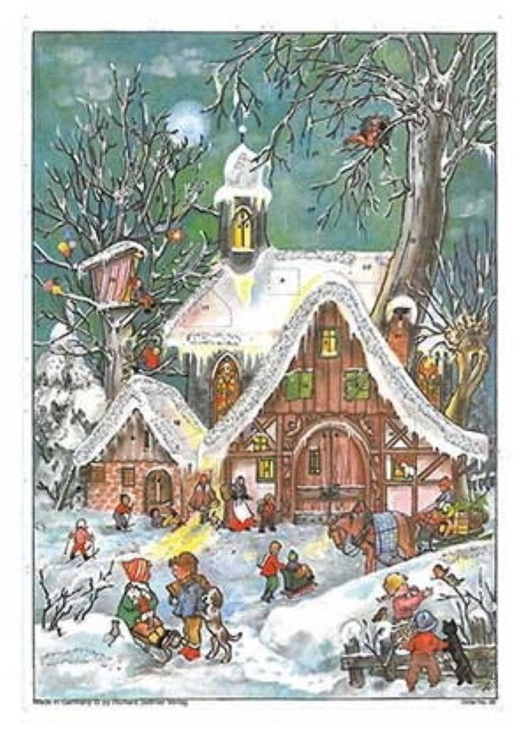 Glittered Advent Calendar - Children at Play - The Country Christmas Loft