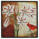 14 inch Wooden Cardinal Print - White Poinsettia
