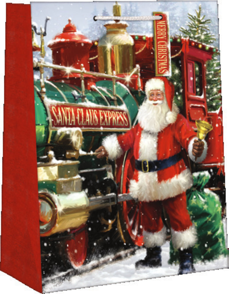 Traditional Large Christmas Gift Bag - Santa Claus Express - The Country Christmas Loft