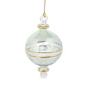 Floral Etching Glass Ball Ornament - Green