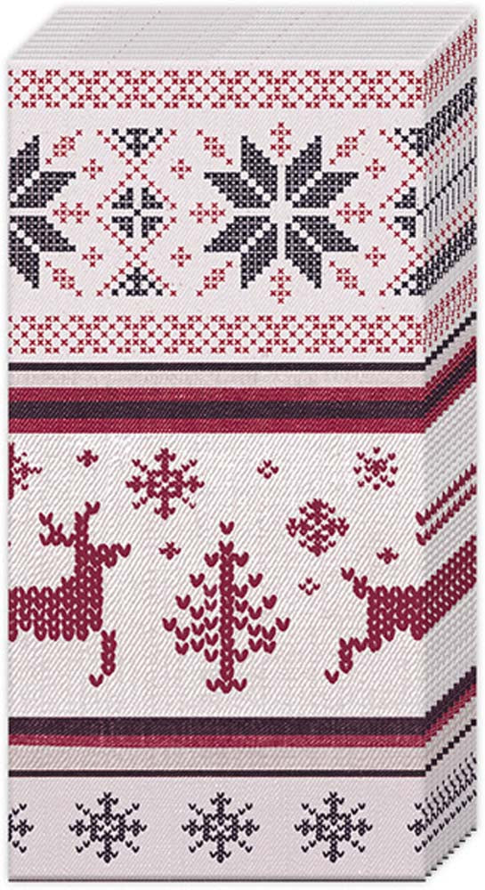 Norwegian Knit Cream Red - Hankie - The Country Christmas Loft