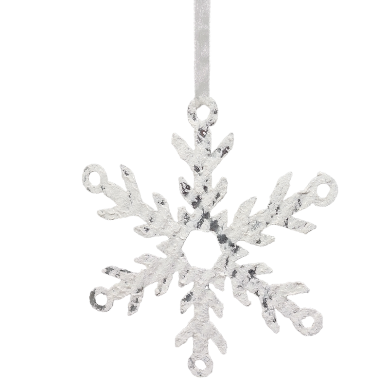 Flocked 7.5" Metal Snowflake -