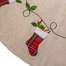 Ivory, Red and Green Natural Patchwork Tree Skirt - The Country Christmas Loft