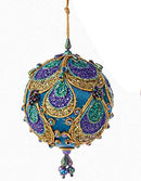 Aqua Paisley Ornament - Ball - The Country Christmas Loft