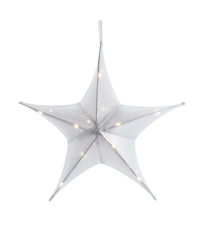 Silver Metallic Foldable 3D Star Ornament - 16 Inch