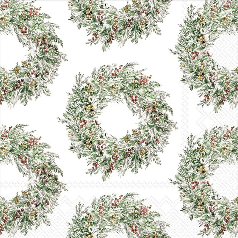 Holiday Berry Wreath - Lunch Napkin - The Country Christmas Loft