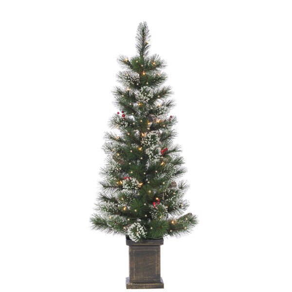 4 Foot Potted Icy Tree - Clear Lights - The Country Christmas Loft
