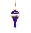 Lattice Glass Ornaments With Gold Accents - Purple Stretched Teardrop