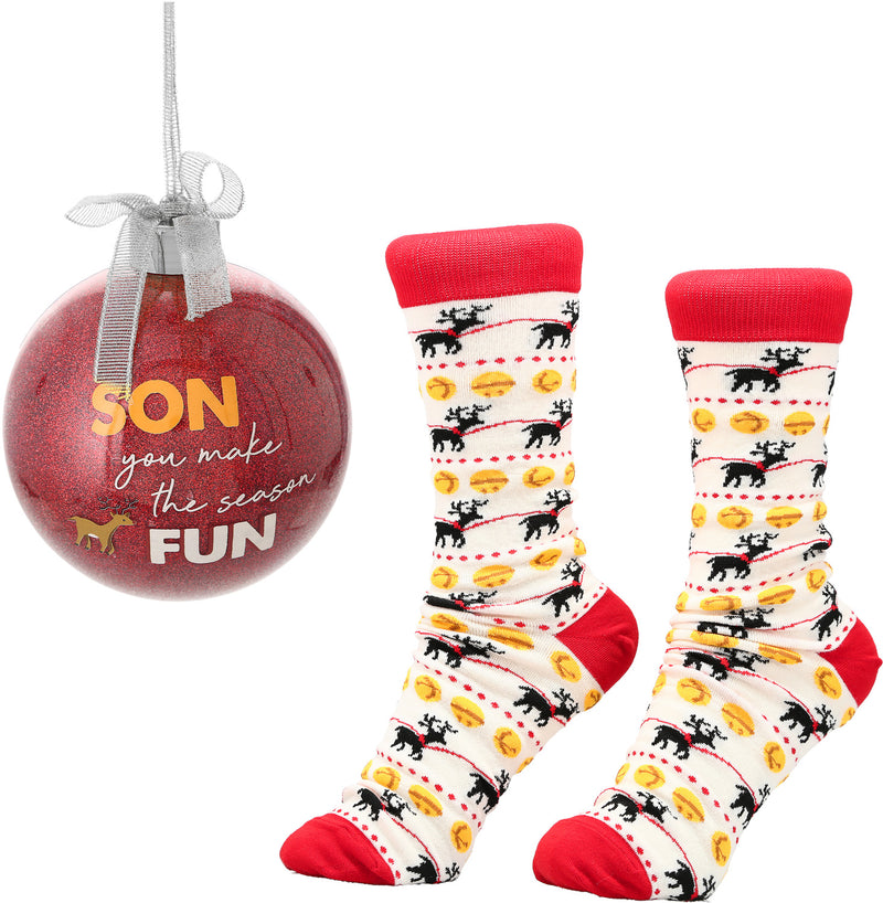 4" Ornament with Holiday Socks - Son you make the season fun - The Country Christmas Loft