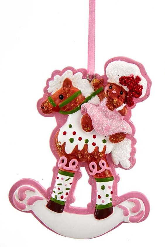 Gingerbread Girl On Rocking Horse Ornament - The Country Christmas Loft