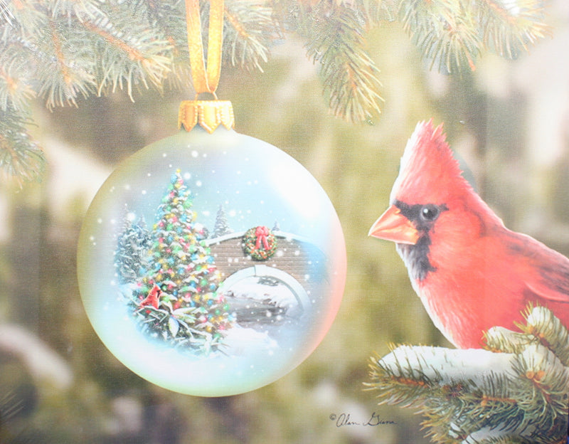 Lit Cardinal Ornament. Print - Canvas - 16x20 - The Country Christmas Loft