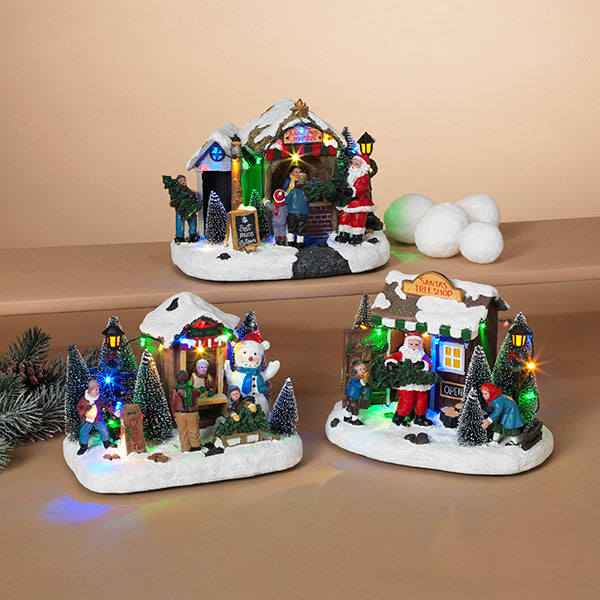9 Inch Lighted Village Tree Shop - - The Country Christmas Loft