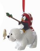 Polar Bear With Penguin Ornament -  Fishing - The Country Christmas Loft