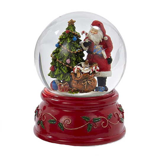 100MM Musical Santa Water Globe - Candy Cane Inspection - The Country Christmas Loft