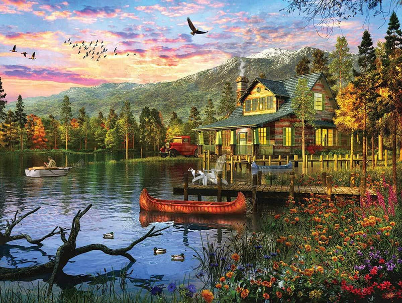 Sunset Cabin - 550 Piece Jigsaw Puzzle - The Country Christmas Loft