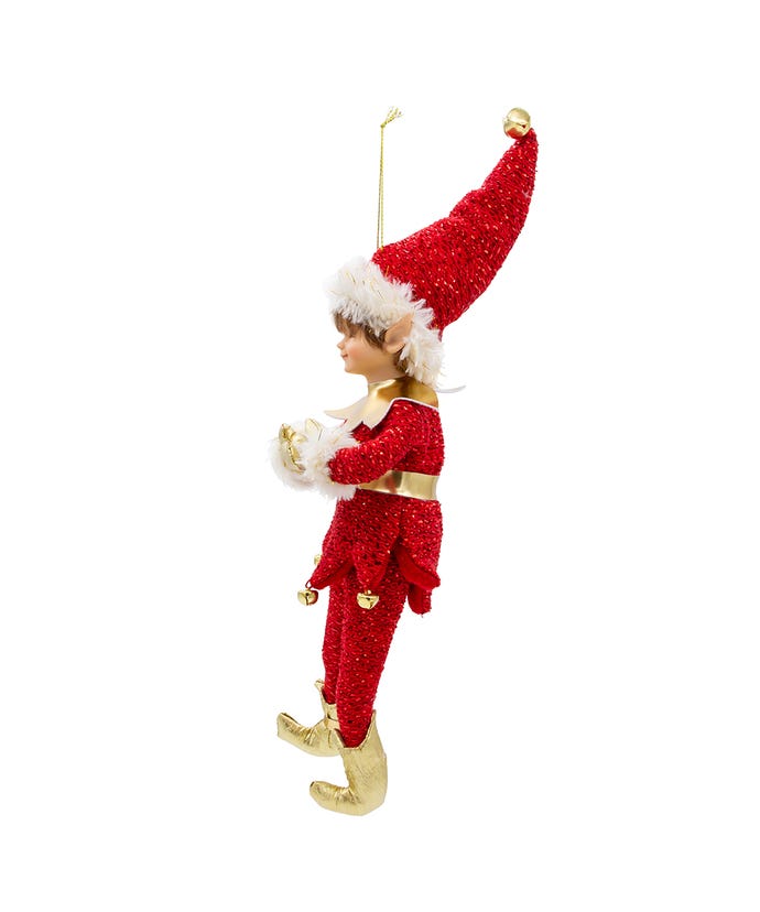 Kringles Red And  Gold Elf Ornament