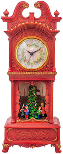 Musical Rotating Santa Mantle Clock - Rosy Red - The Country Christmas Loft