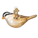 White Crowned Sparrow  Glass Ornament