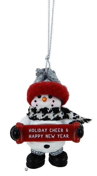 Cozy Snowman Ornament - Holiday Cheer & Happy New Year - The Country Christmas Loft