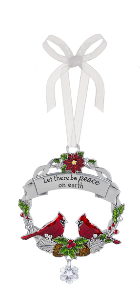 Christmas Cardinal Ornament - Let there by Peace on Earth - The Country Christmas Loft