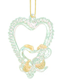 Spunglass Ornament - Gold Heart With Swans - The Country Christmas Loft